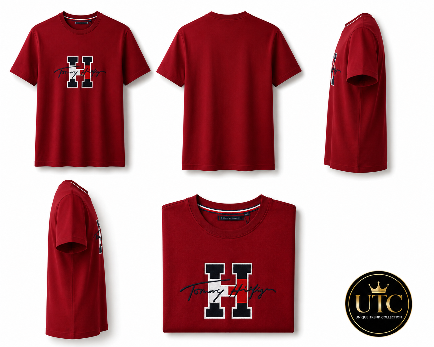 🔥 Tommy Hilfiger Men's Signature Logo T-Shirt | Premium Cotton Crew Neck | Classic Red | Soft & Comfortable