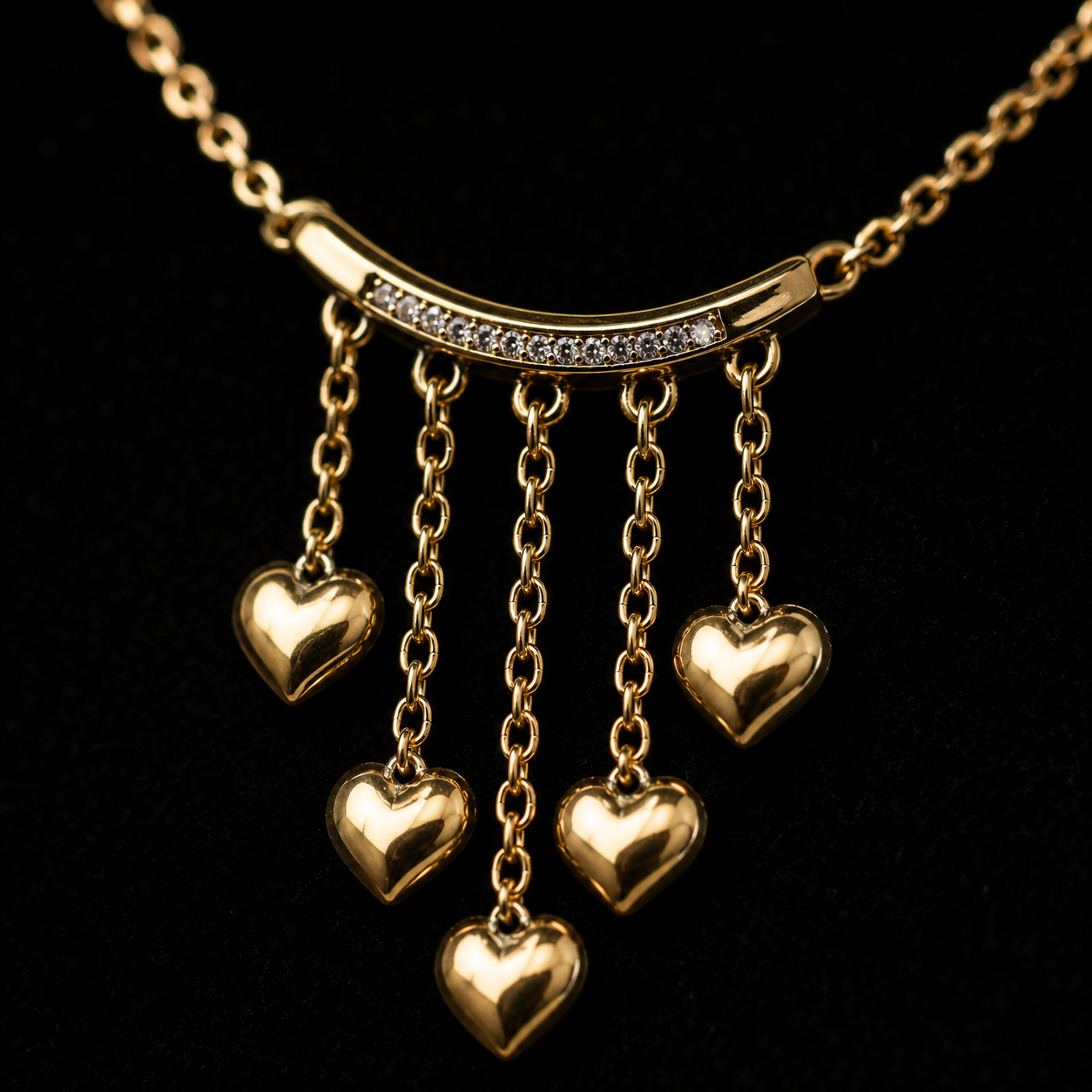 💖 UTC Luxury Heart Tassel Necklace for Women | Elegant Gold Crystal Pendant