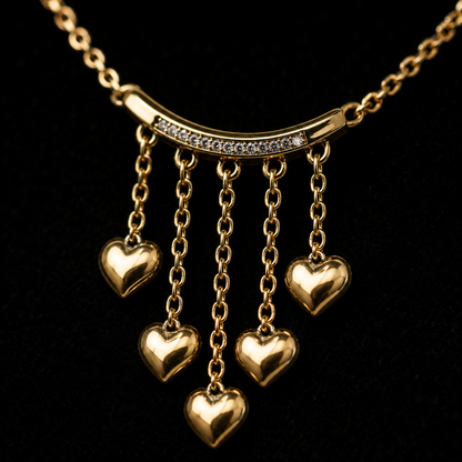 💖 UTC Luxury Heart Tassel Necklace for Women | Elegant Gold Crystal Pendant