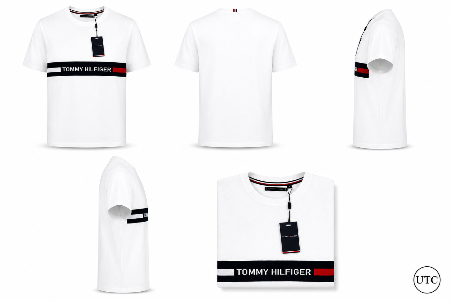 ✨ Premium Men's White Crew Neck T-Shirt | Signature Stripe | Soft Cotton Blend ✨