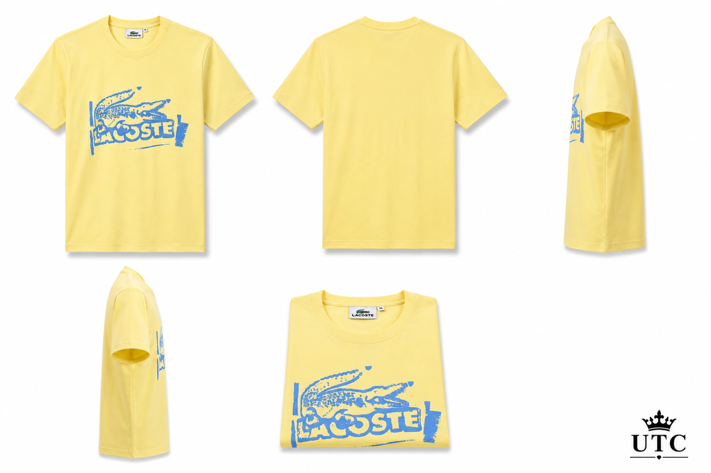 Lacoste Men's Yellow Graphic T-Shirt | Premium Cotton Crew Neck Short Sleeve Tee