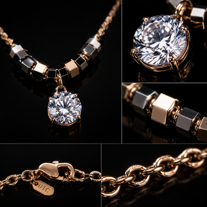 ✨ Elegant Crystal Pendant Necklace – Rose Gold | Luxury Everyday Jewelry for Women