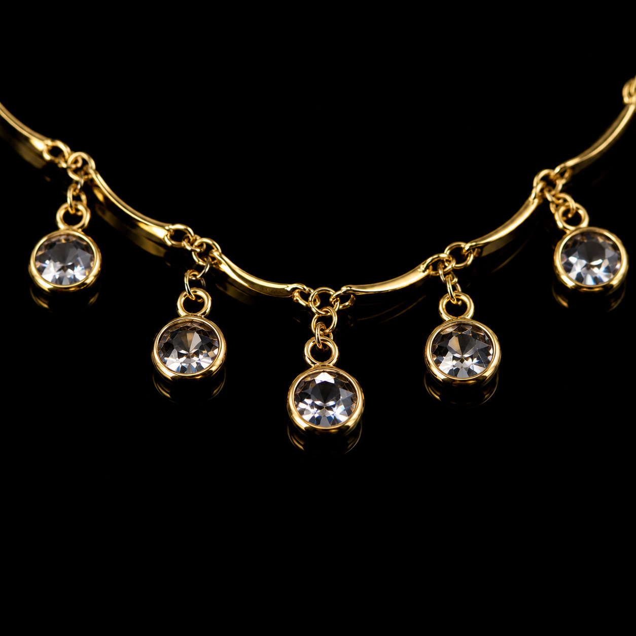 ✨ UTC Luxury Crystal Drop Necklace for Women | Elegant Gold-Tone Adjustable Jewelry ✨