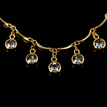 ✨ UTC Luxury Crystal Drop Necklace for Women | Elegant Gold-Tone Adjustable Jewelry ✨