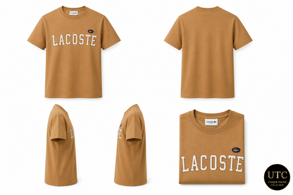 Lacoste Men's Logo Crew Neck T-Shirt – Camel | Premium Cotton Casual Tee