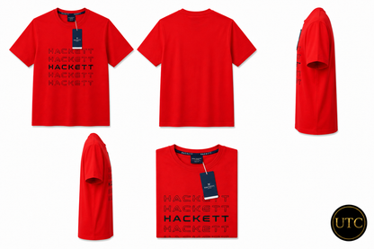 🔴✨ Hackett London Men's Premium Red Logo T-Shirt 👕 | 💎 Soft Cotton Crew Neck | 🇬🇧 Luxury British Style | 🇨🇦 Fast Shipping