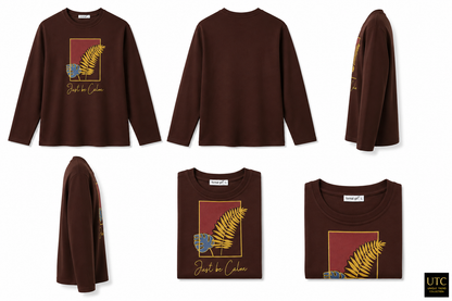 Formal Girl Women’s Oversized Chocolate Brown Long Sleeve Graphic T-Shirt – Just Be Calm