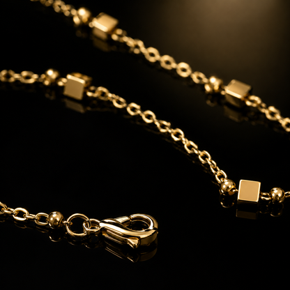 ✨ Minimalist Gold Cube Chain Necklace for Women | Elegant Lightweight Jewelry | Perfect Gift