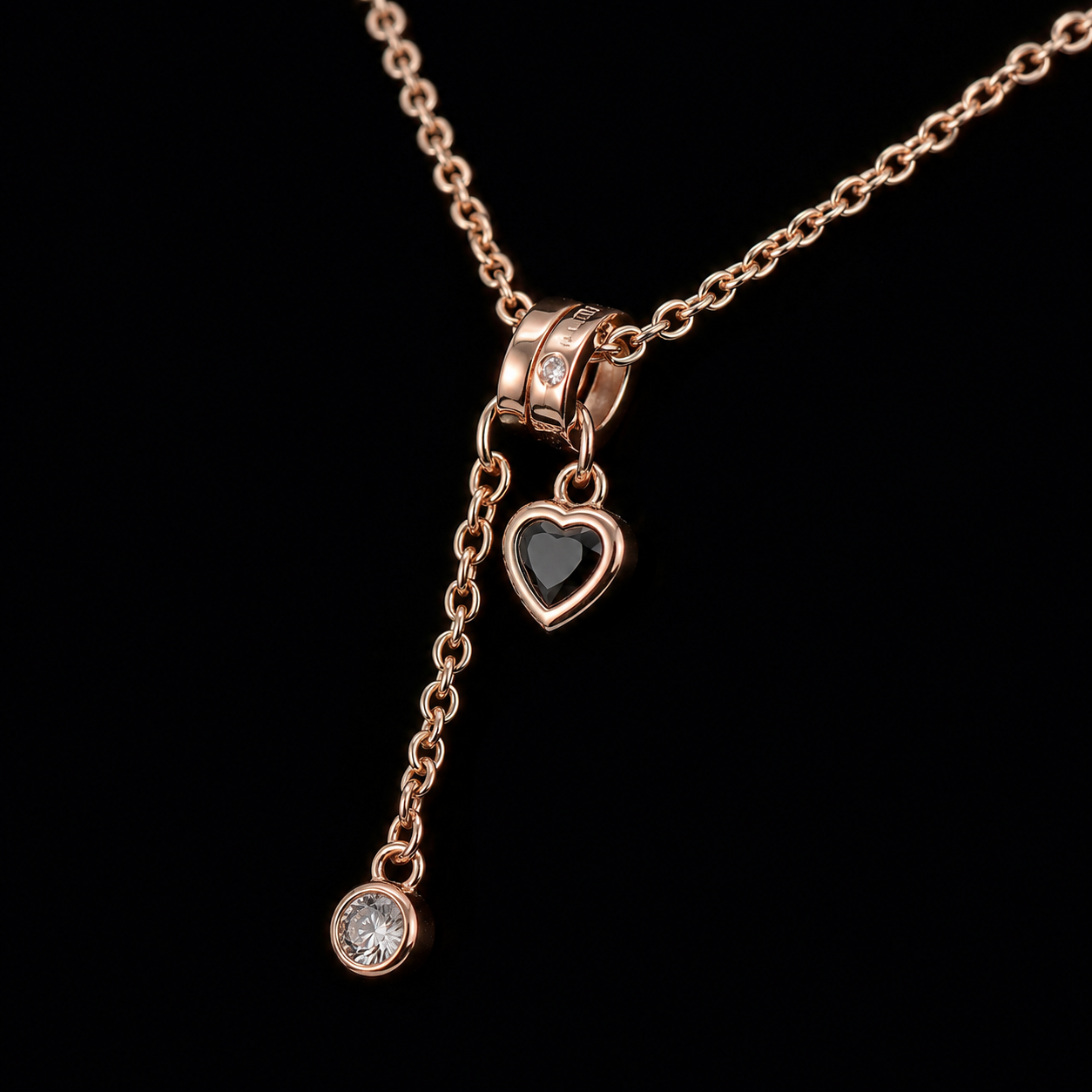 ✨ Rose Gold Heart Crystal Pendant Necklace | Elegant Adjustable Women's Jewelry 💖