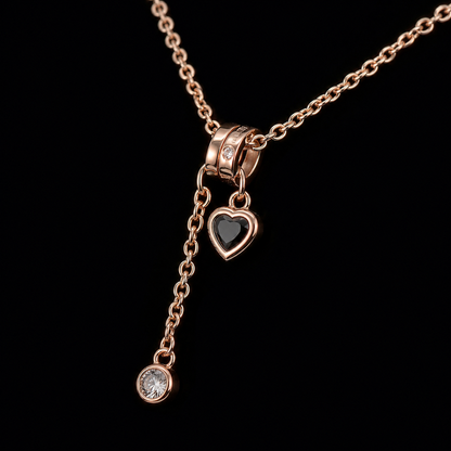 ✨ Rose Gold Heart Crystal Pendant Necklace | Elegant Adjustable Women's Jewelry 💖