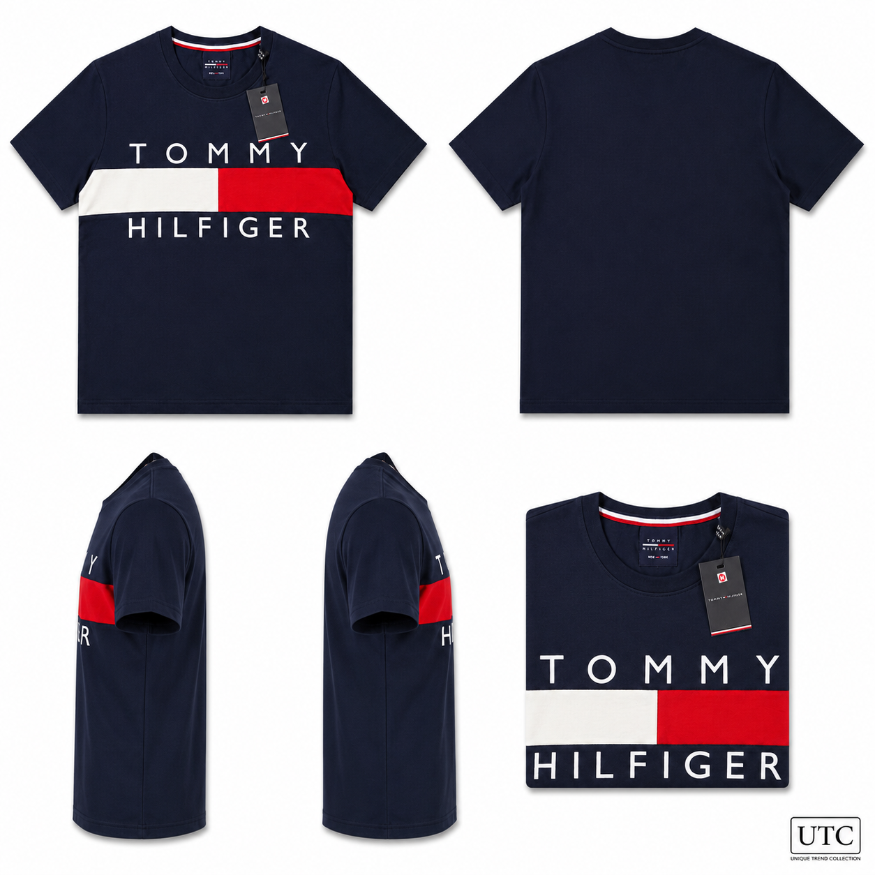 💙 Tommy Hilfiger Men's Flag Logo T-Shirt | Navy Blue Premium Cotton Crew Neck