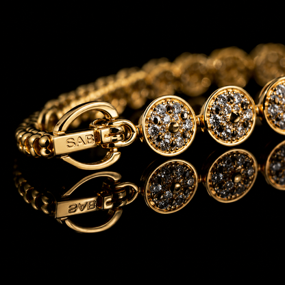 ✨ Luxury Gold Crystal Disc Charm Bracelet | Elegant Women's Fashion Jewelry