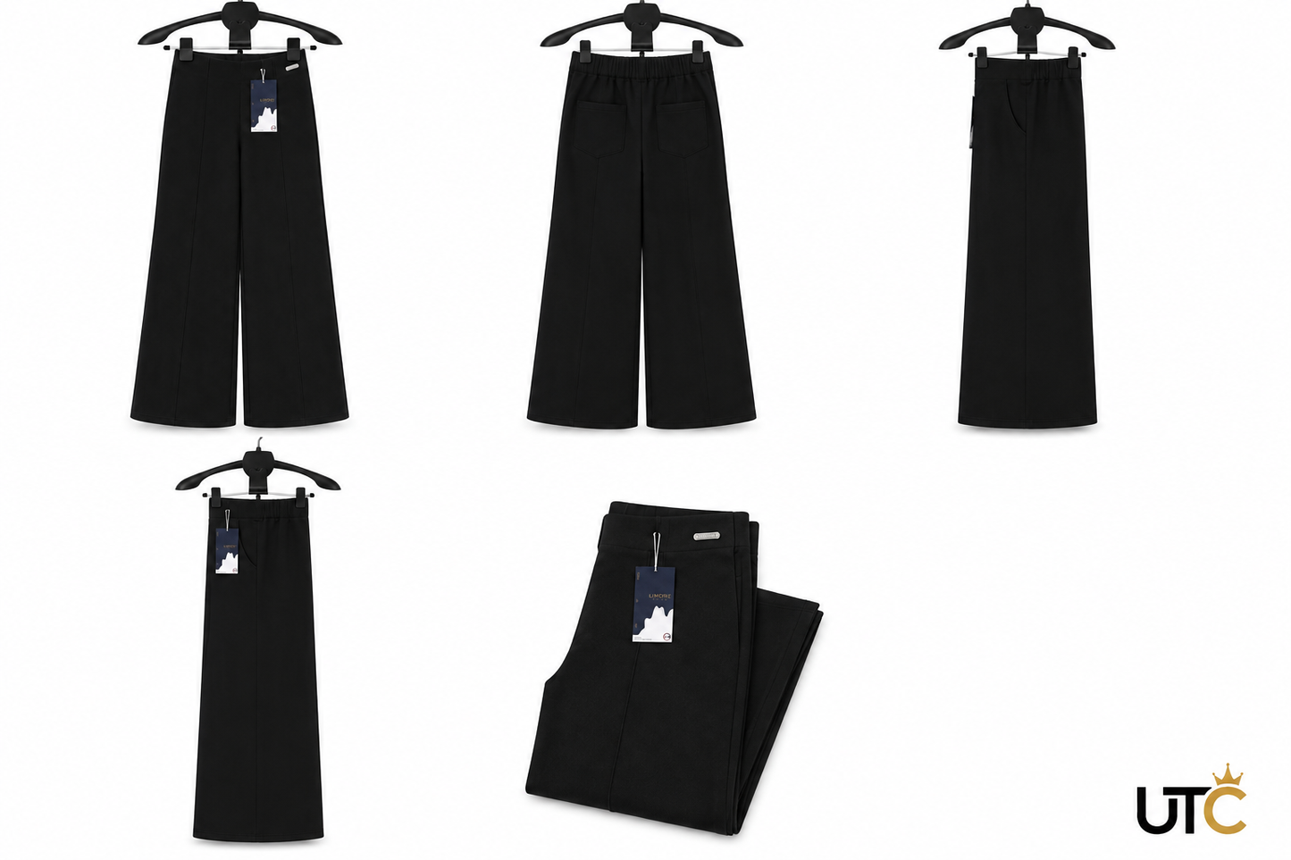 LIMORE Women's Premium Black Wide-Leg Pants – High-Waist Elegant Trousers