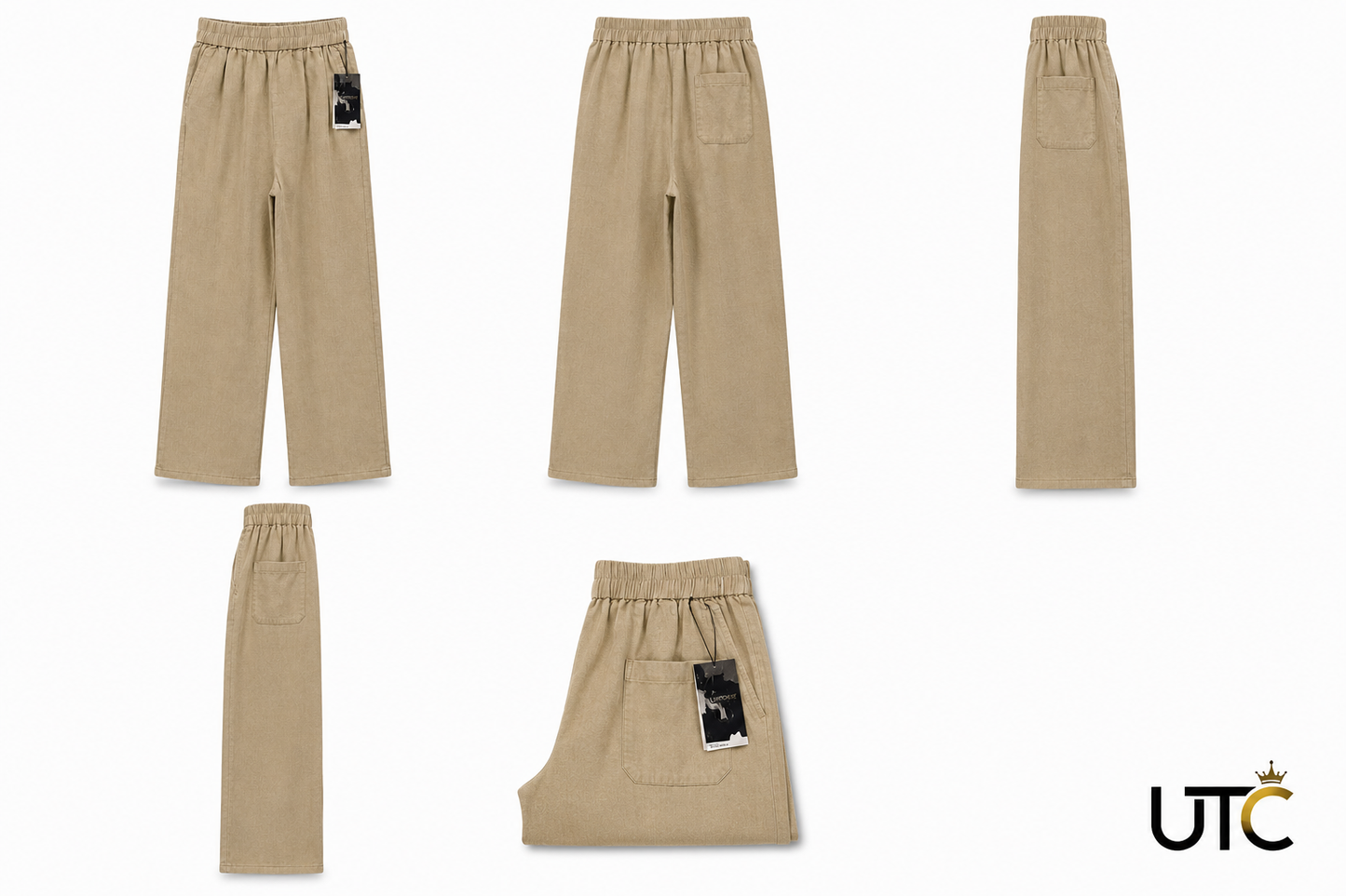 LIMORE Women’s Beige Wide-Leg Palazzo Pants | Elastic Waist
