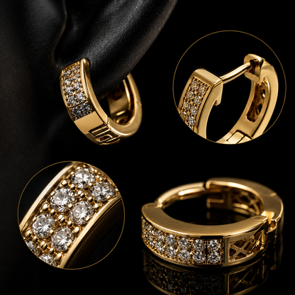 ✨ Elegant Gold Crystal Hoop Earrings for Women | Luxury Everyday Earrings 💎