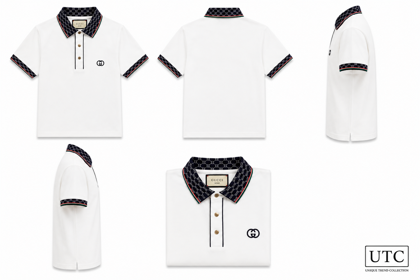 🤍 Gucci Men's Premium White Polo Shirt | Luxury Cotton Short Sleeve Polo