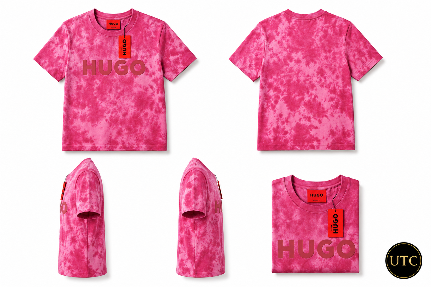 💖✨ HUGO Men's Premium Pink Tie-Dye T-Shirt 👕 | 🌸 Soft Cotton Crew Neck | 💎 Luxury Everyday Style | 🇨🇦 Fast Shipping