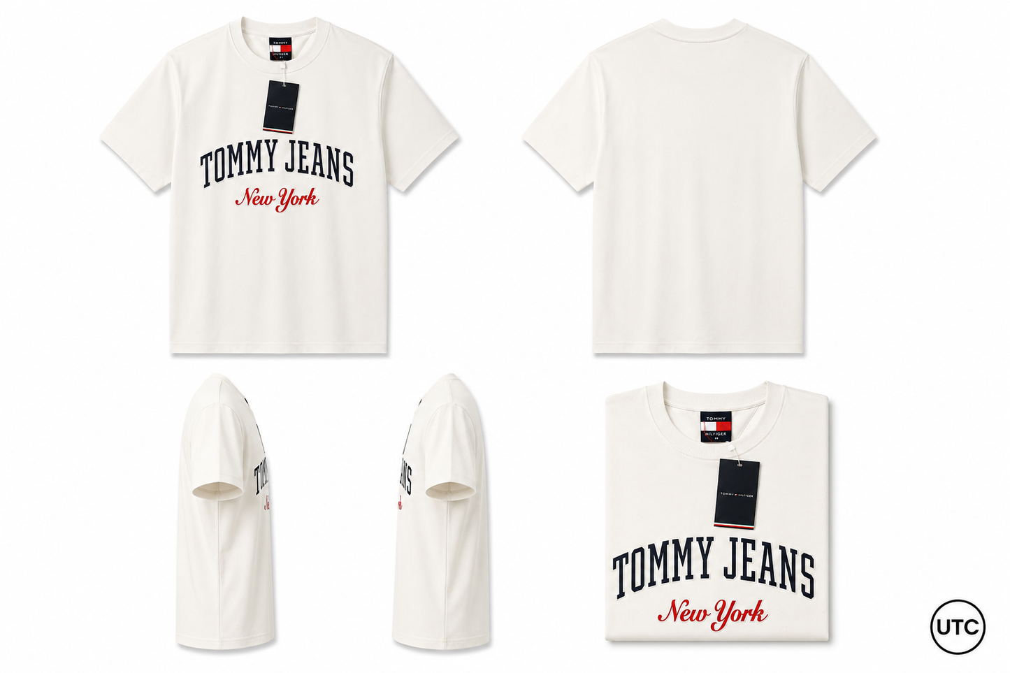 🤍 Tommy Hilfiger Men's Tommy Jeans New York T-Shirt | White Premium Cotton Crew Neck