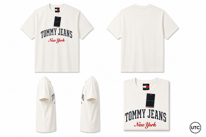 🤍 Tommy Hilfiger Men's Tommy Jeans New York T-Shirt | White Premium Cotton Crew Neck