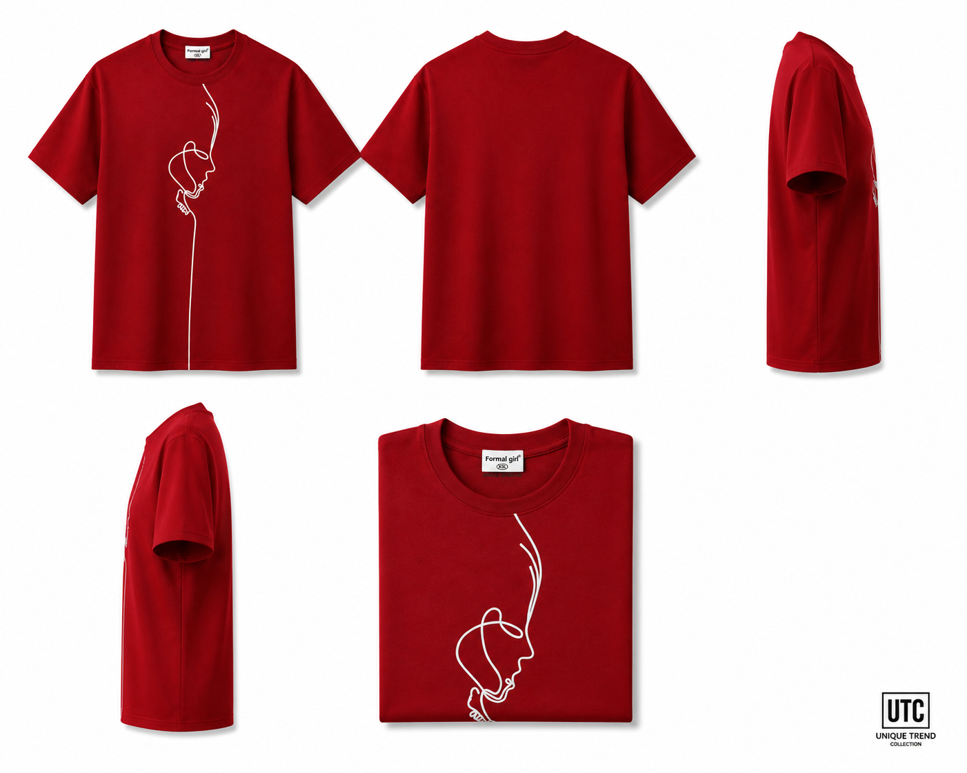 Formal Girl Women’s Oversized Burgundy Graphic T-Shirt – Abstract Face Print
