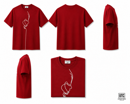 Formal Girl Women’s Oversized Burgundy Graphic T-Shirt – Abstract Face Print