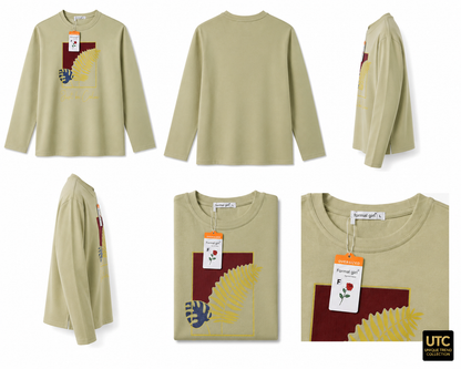 Formal Girl Women’s Oversized Sage Green Long Sleeve Graphic T-Shirt – Just Be Calm