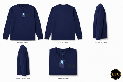 💙✨ GANT Men's Premium Navy Long Sleeve T-Shirt 👕 | 100% Soft Cotton Crew Neck | Luxury Casual Everyday Wear