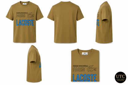 Lacoste Men's Premium Olive Green Graphic Cotton T-Shirt | Soft Crew Neck Casual Tee