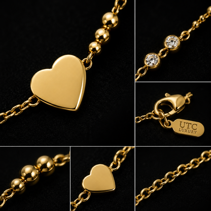 💖 Heart Charm Gold Necklace for Women | Dainty Heart Chain Necklace | Minimalist Luxury Jewelry Gift