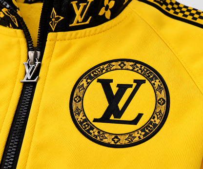 Louis Vuitton Logo Yellow & Black 2-Piece Tracksuit | Zip Jacket & Joggers