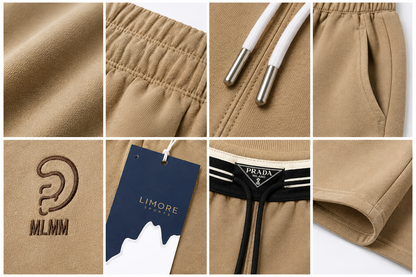 LIMORE Women's Beige Wide-Leg Pants – High-Waist Elastic Casual Trousers