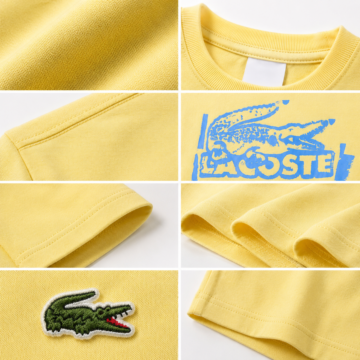 Lacoste Men's Yellow Graphic T-Shirt | Premium Cotton Crew Neck Short Sleeve Tee