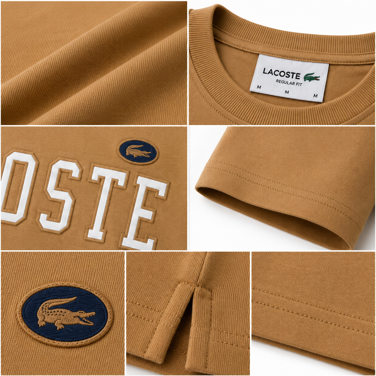 Lacoste Men's Logo Crew Neck T-Shirt – Camel | Premium Cotton Casual Tee