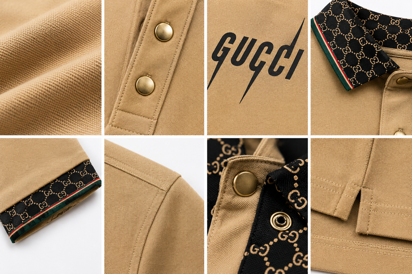 🔥 Gucci Men's Premium Beige Polo Shirt | Luxury Cotton Designer Polo 👕✨