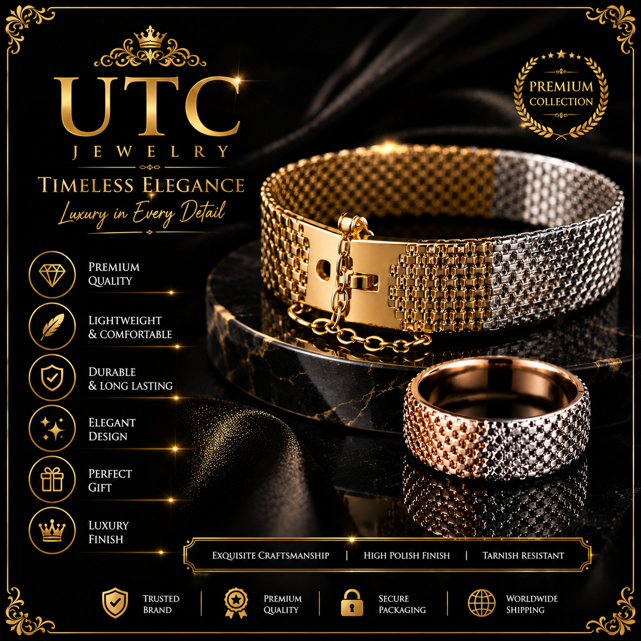 ✨ Luxury Two-Tone Crystal Mesh Bracelet | Gold & Silver Women's Fashion Jewelry