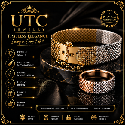 ✨ Luxury Two-Tone Crystal Mesh Bracelet | Gold & Silver Women's Fashion Jewelry