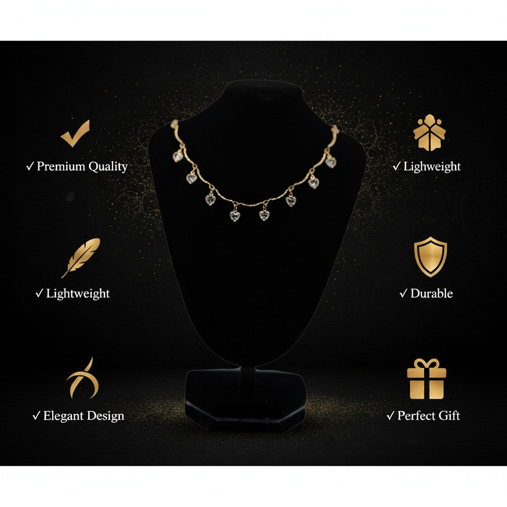 💖 Elegant Gold Heart Crystal Necklace for Women | Luxury Gift