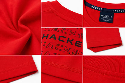 🔴✨ Hackett London Men's Premium Red Logo T-Shirt 👕 | 💎 Soft Cotton Crew Neck | 🇬🇧 Luxury British Style | 🇨🇦 Fast Shipping