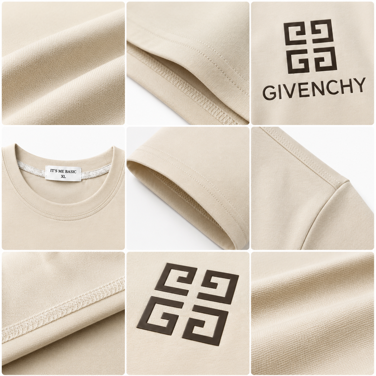 Givenchy Women's Premium Beige Logo Cotton T-Shirt | Luxury Short Sleeve Crew Neck Casual Tee