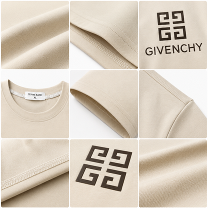 Givenchy Women's Premium Beige Logo Cotton T-Shirt | Luxury Short Sleeve Crew Neck Casual Tee