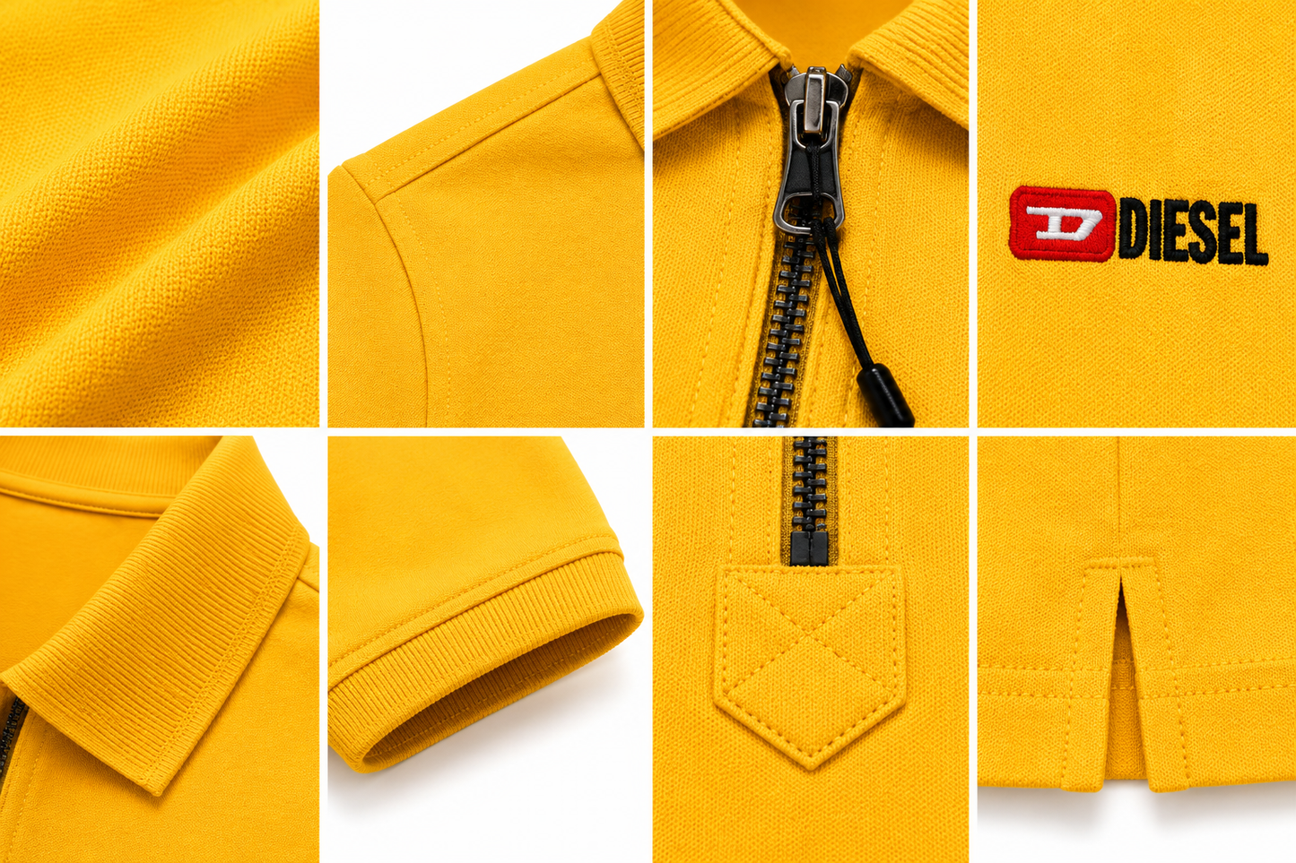 🔥 Diesel Men's Premium Yellow Zip Polo Shirt | Luxury Cotton Casual Golf Polo 👕💛