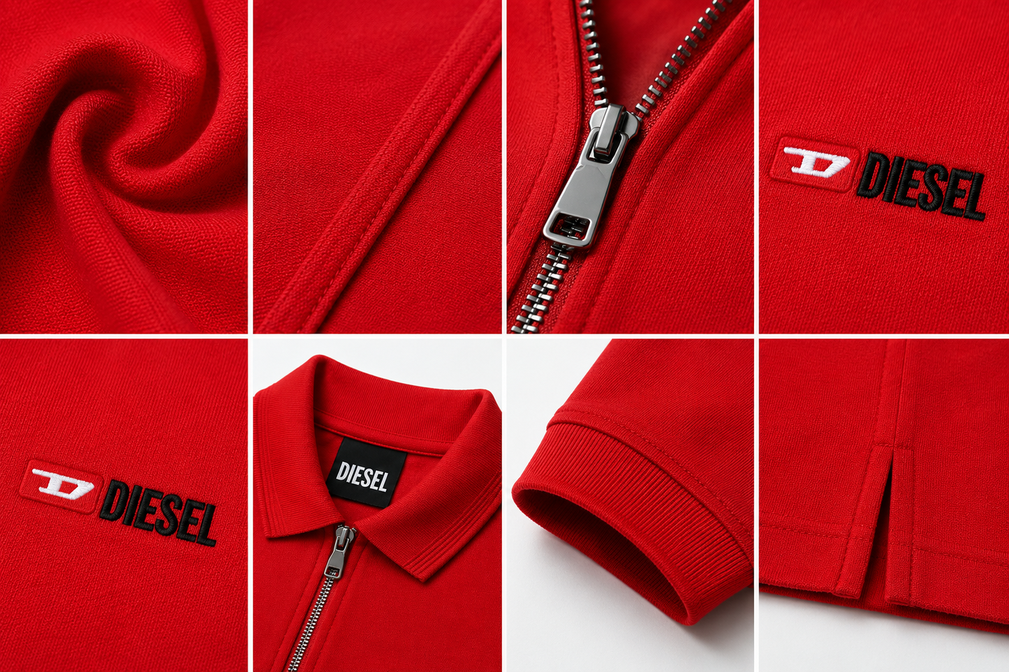 🔥 Diesel Men's Premium Red Quarter-Zip Polo Shirt | Luxury Cotton Casual Golf Polo ❤️👔