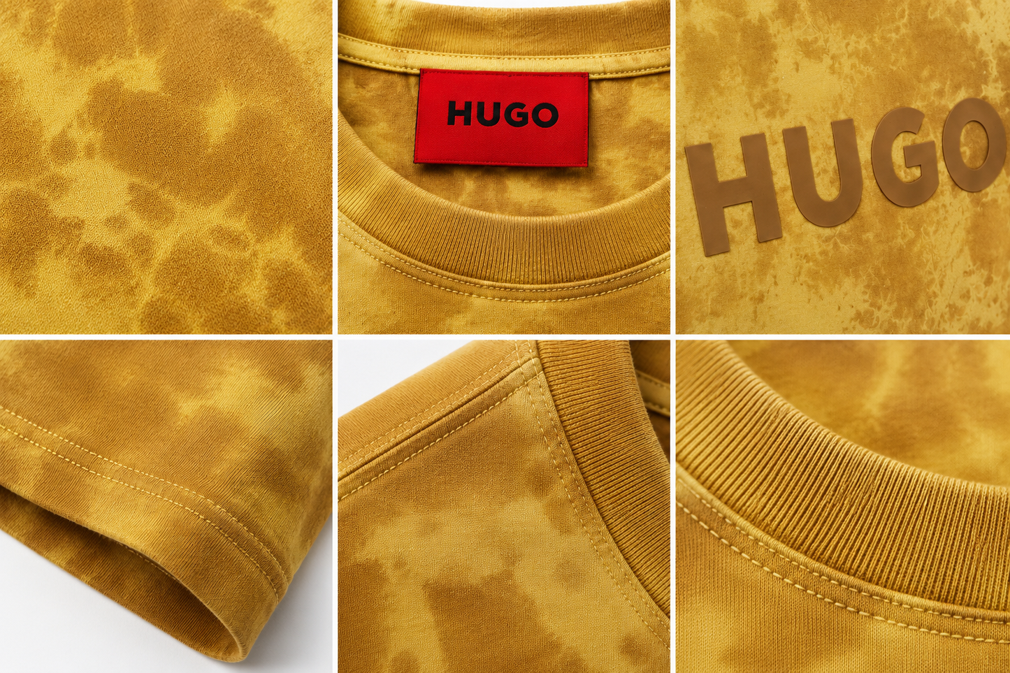 👕 HUGO Men's Premium Tie-Dye Logo T-Shirt 💛🔥 | Soft Cotton Crew Neck | Modern Casual Wear