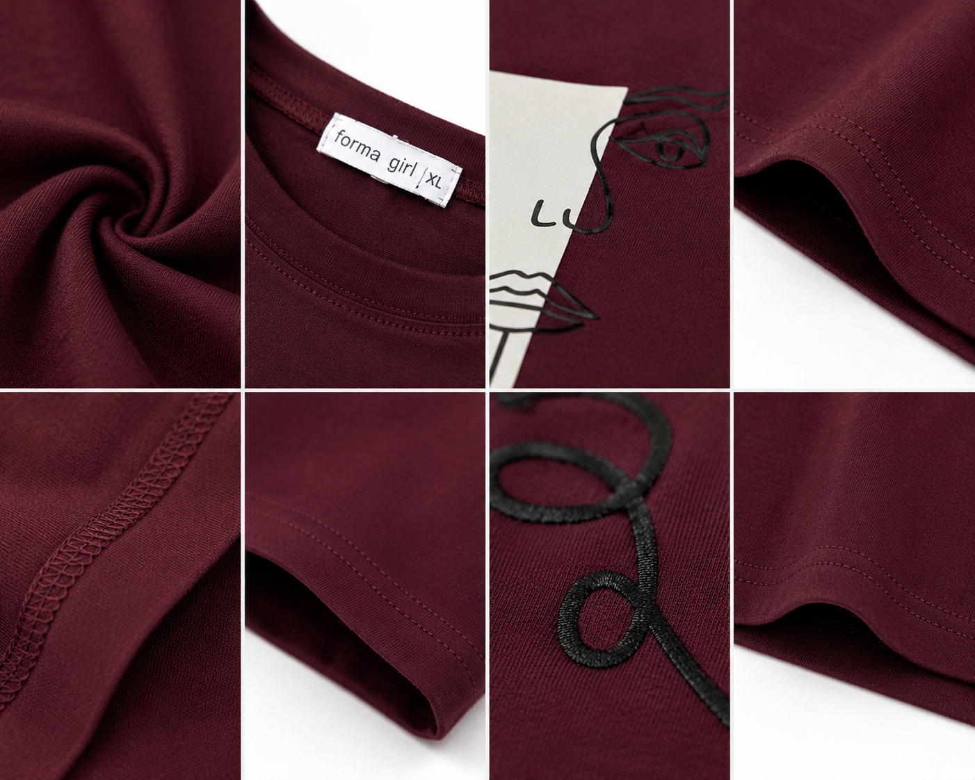 Formal Girl Women’s Oversized Burgundy Graphic T-Shirt – Abstract Face Print