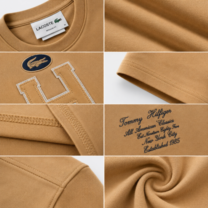 Tommy Hilfiger Men's Premium Camel Crew Neck T-Shirt | Short Sleeve Cotton Designer Tee