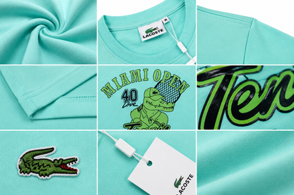 💚 Lacoste Men's Miami Open Graphic T-Shirt | Premium Cotton Crew Neck Tee 🎾