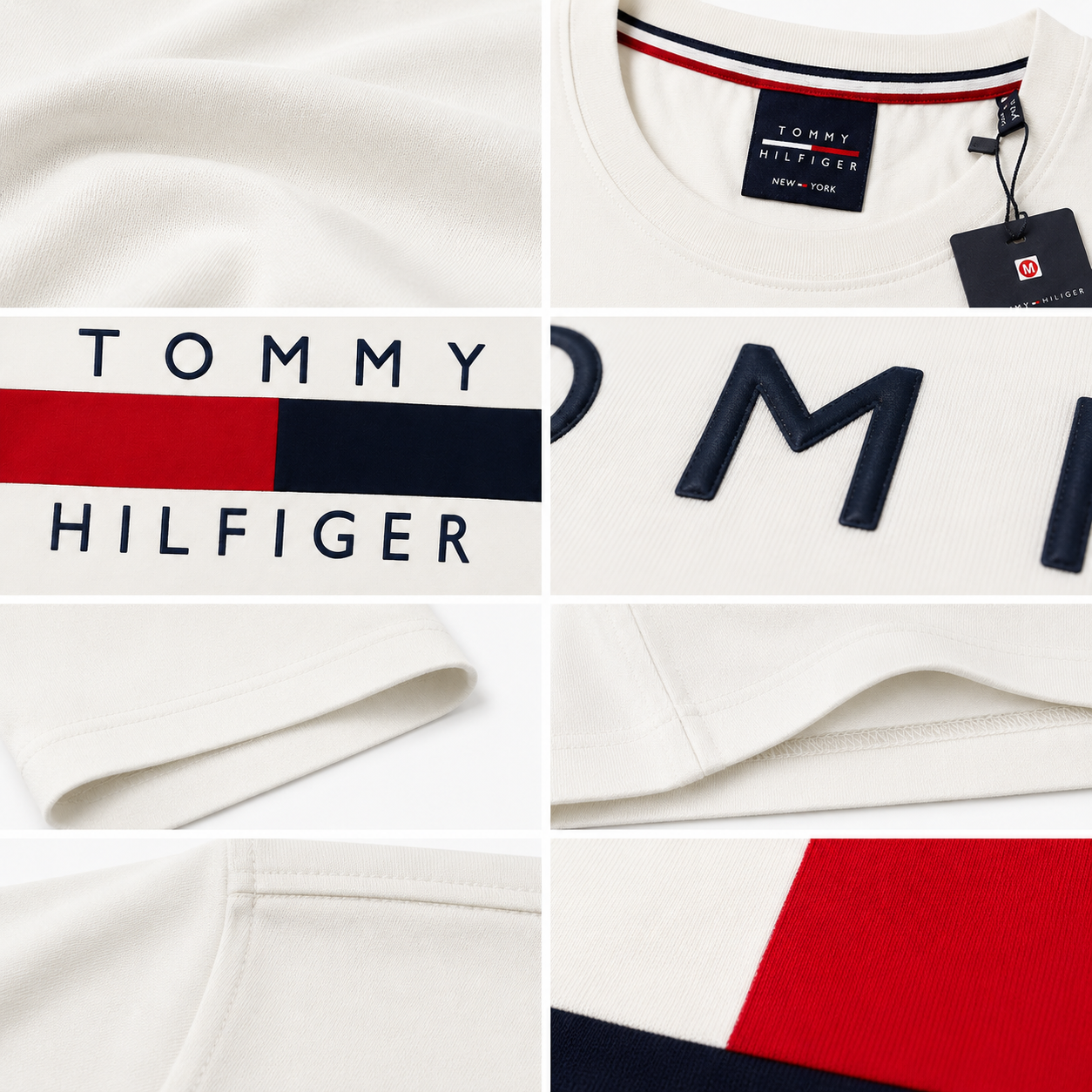 🤍 Tommy Hilfiger Men's Flag Logo T-Shirt | White Premium Cotton Crew Neck