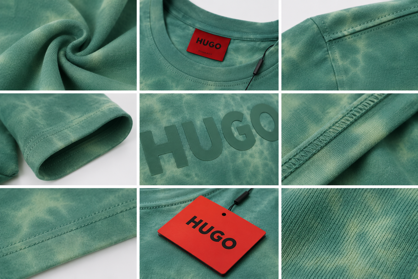 💚✨ HUGO Men's Premium Green Tie-Dye Logo T-Shirt 👕 | 💎 Soft Cotton Crew Neck | 🌿 Luxury Everyday Style | 🇨🇦 Fast Shipping