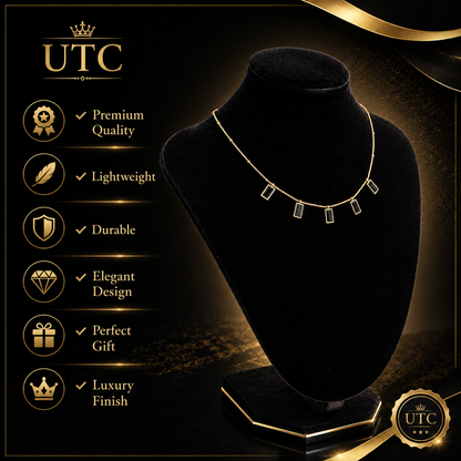 ✨ Black Crystal Gold Charm Necklace | Elegant Luxury Pendant Necklace for Women | UTC Jewelry