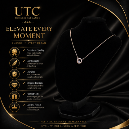 ✨ UTC Luxury Rose Gold Crystal Circle Pendant Necklace for Women ✨